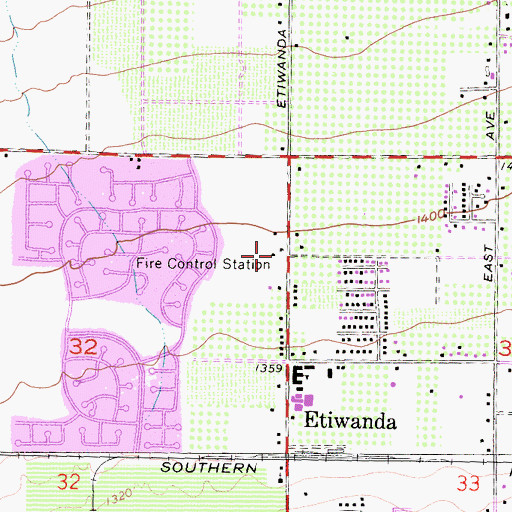 Topographic Map of United States Forest Service San Bernardino National Forest Station 37 Etiwanda, CA