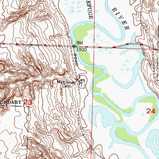 Topographic Map of McKinney Cemetery, ND
