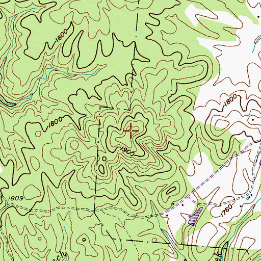 Topographic Map of Chestnut Ridge, TN