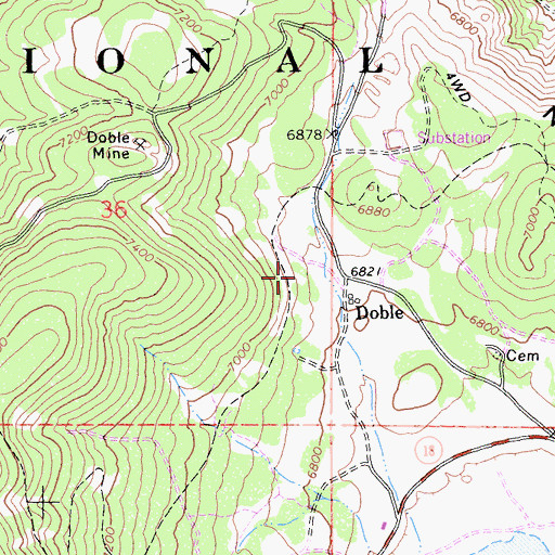 Topographic Map of Doble Trail Campground, CA