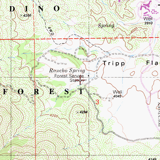 Topographic Map of Tripp Flats Forest Service Faciltiy, CA