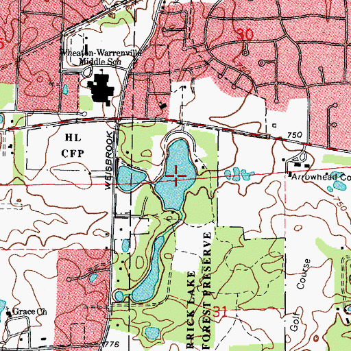 Topographic Map of Herrick Lake, IL