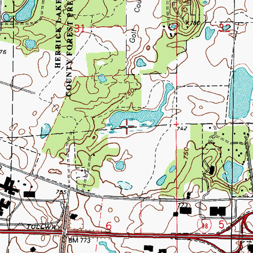 Topographic Map of Herrick Lagoon, IL