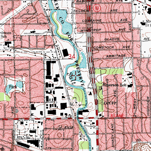 Topographic Map of Riverbend Pond, IL