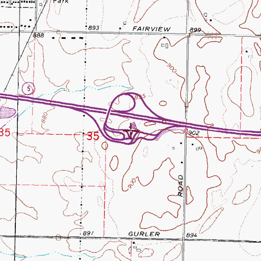 Topographic Map of DeKalb Tollway Oasis, IL