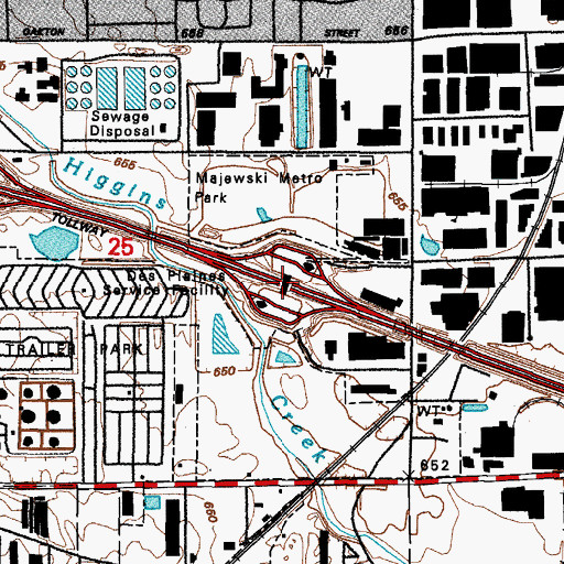 Topographic Map of Des Plaines Tollway Oasis, IL