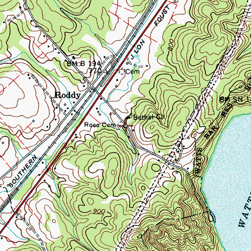 Topographic Map of Roddy School (historical), TN
