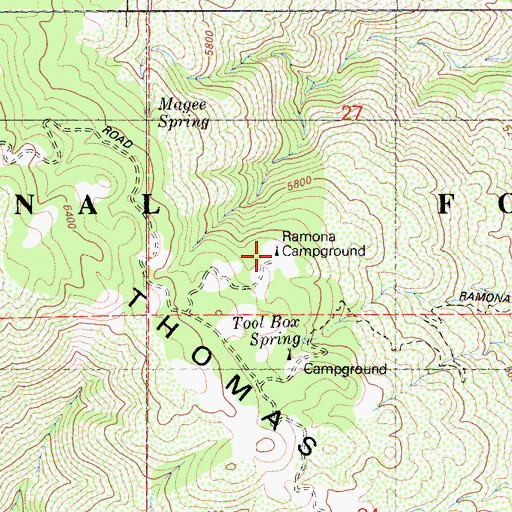 Topographic Map of Ramona Campground, CA