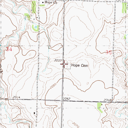 Topographic Map of Hope Lutheran Cemetery, ND