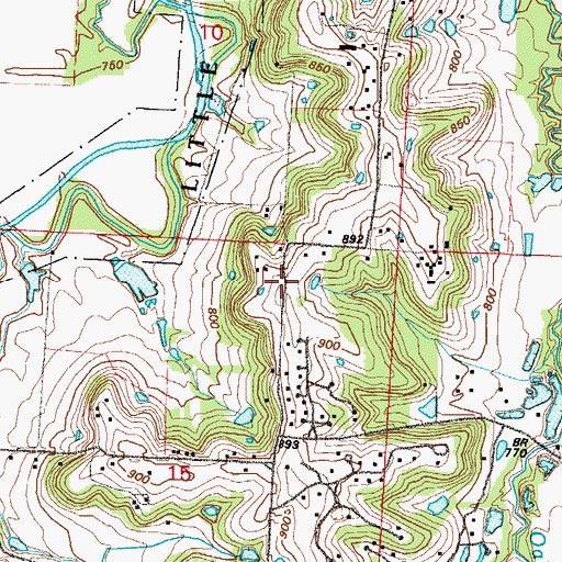 Topographic Map of Gibson-Russell Cemetery, MO