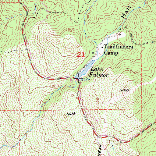 Topographic Map of Lake Fulmor Picnic Area, CA