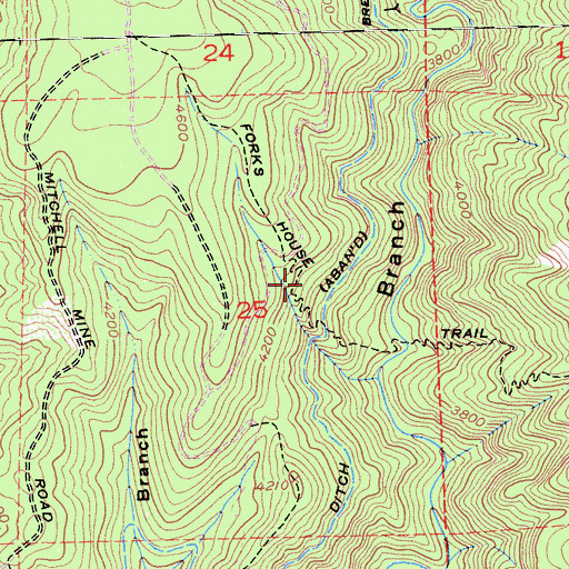 Topographic Map of Forks House Trail, CA