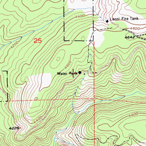 Topographic Map of Tie Cabin Fire Tank, CA