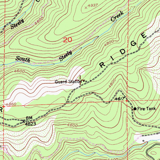 Topographic Map of Plummer Ridge Forest Service Station, CA