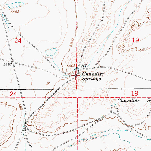 Topographic Map of Chandler Springs, AZ