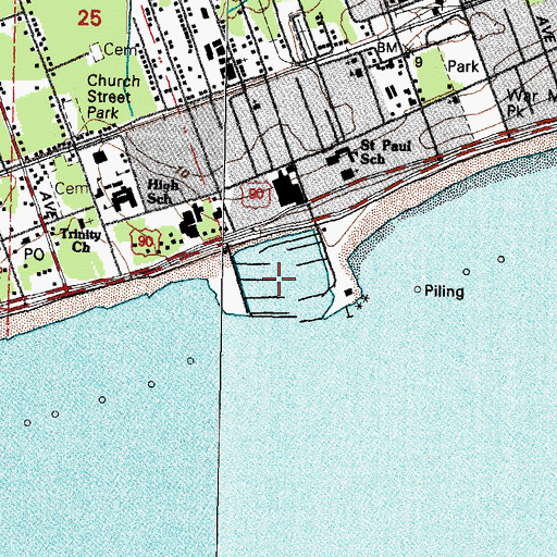 Topographic Map of Pass Christian Harbor, MS