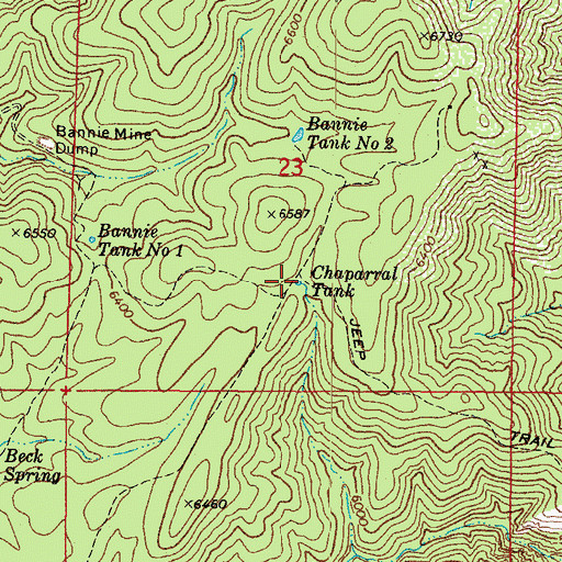 Topographic Map of Chaparral Tank, AZ