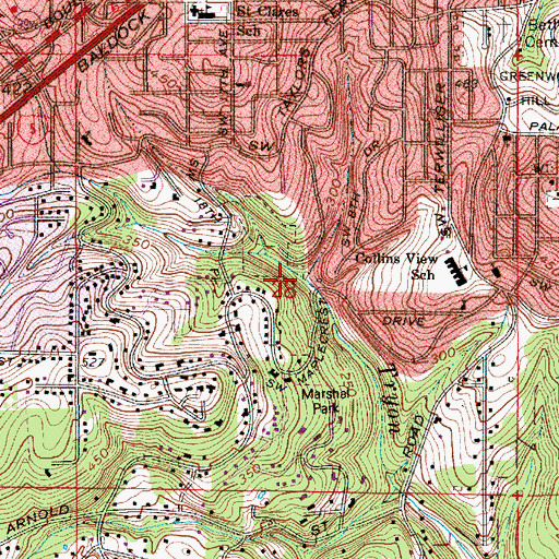 Topographic Map of Deer Creek, OR