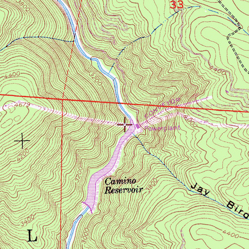Topographic Map of Jaybird Power House, CA