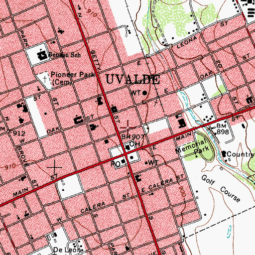Topographic Map of Uvalde County Sheriff's Office, TX