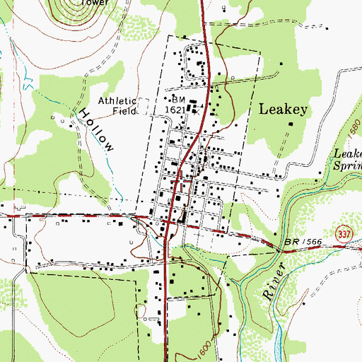 Topographic Map of Real County Sheriff's Office, TX