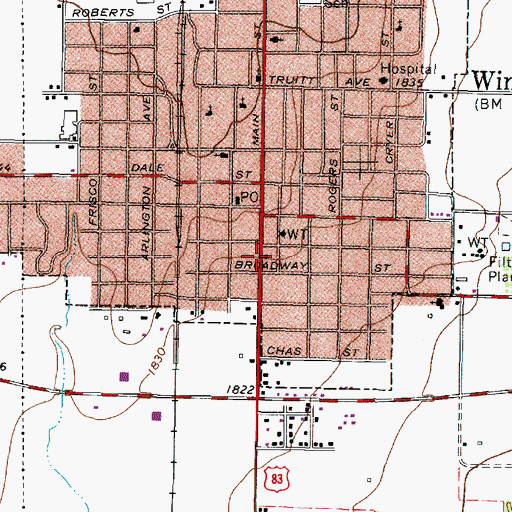 Topographic Map of Winters Police Department, TX
