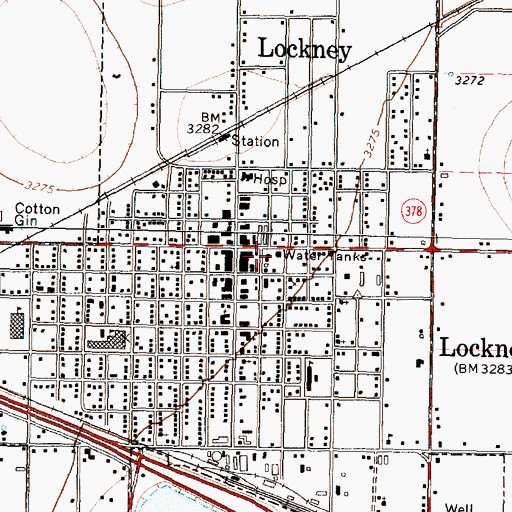 Topographic Map of Lockney Police Department, TX