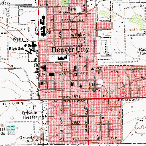 Topographic Map of Denver City Police Department, TX