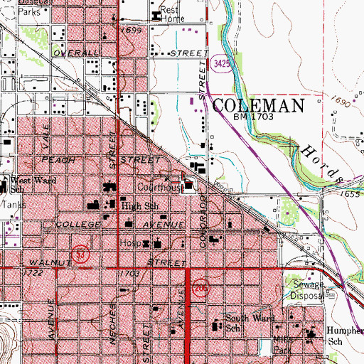 Topographic Map of Coleman County Sheriff's Office, TX
