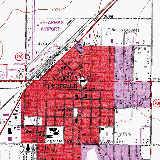 Topographic Map of Hansford County Sheriff's Office, TX