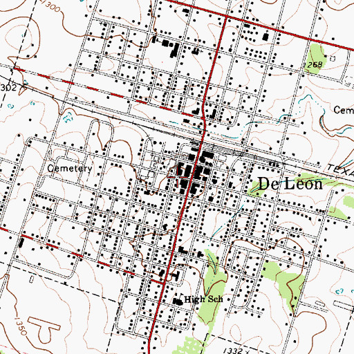 Topographic Map of De Leon Police Department, TX