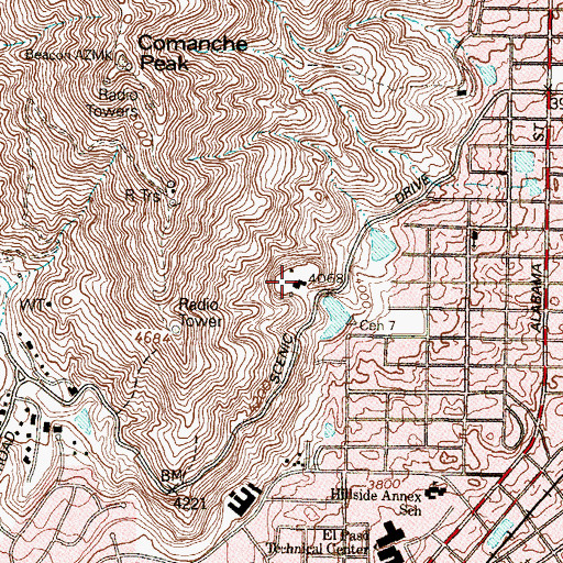 Topographic Map of El Paso Police Academy, TX