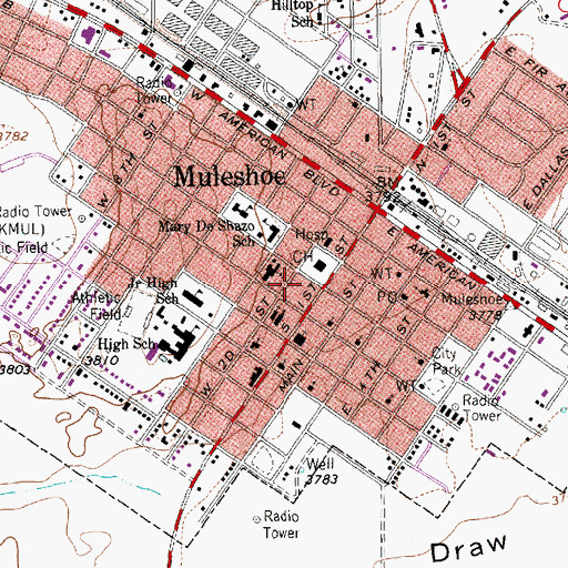 Topographic Map of Bailey County Sheriff's Office, TX