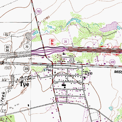 Topographic Map of Tye Police Department, TX