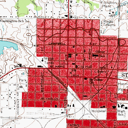 Topographic Map of Stamford Police Department, TX