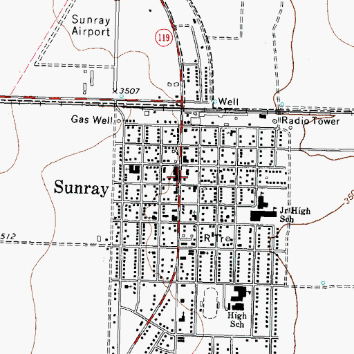 Topographic Map of Sunray Police Department, TX