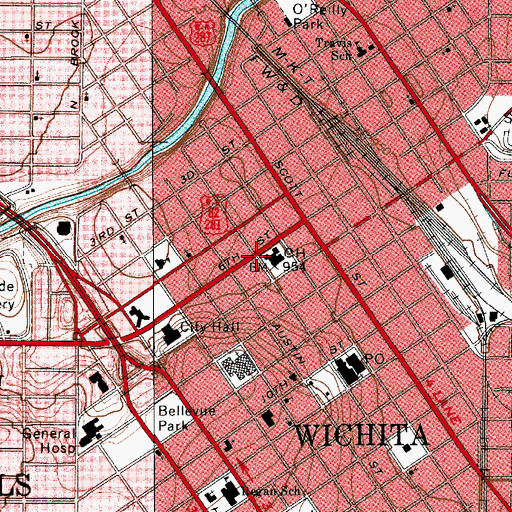 Topographic Map of Wichita County Sheriff's Office, TX