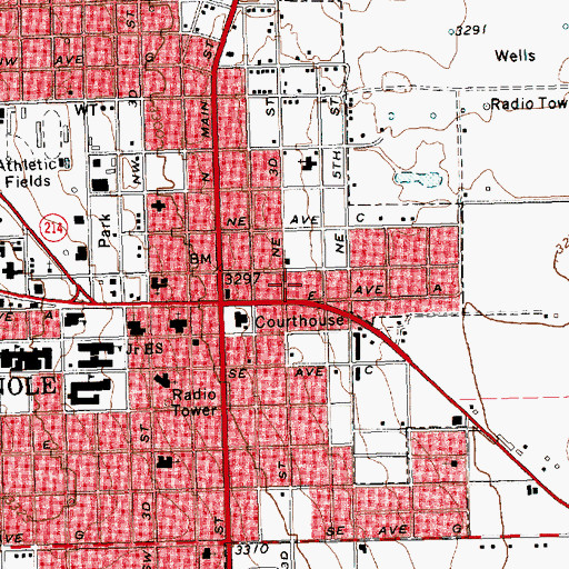 Topographic Map of Seminole Police Department, TX