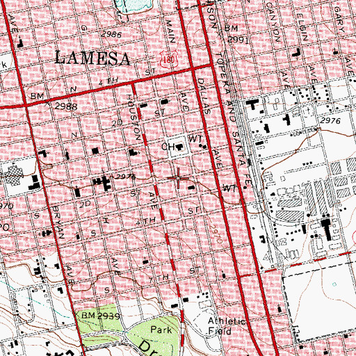 Topographic Map of Dawson County Sheriff's Office, TX