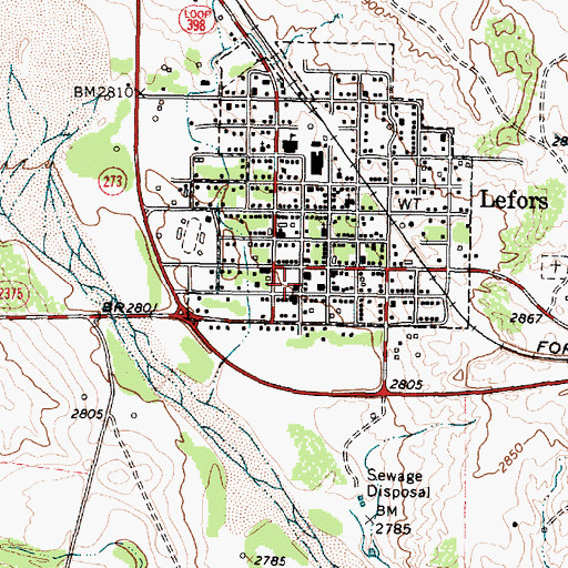 Topographic Map of Lefors City Marshal's Office, TX