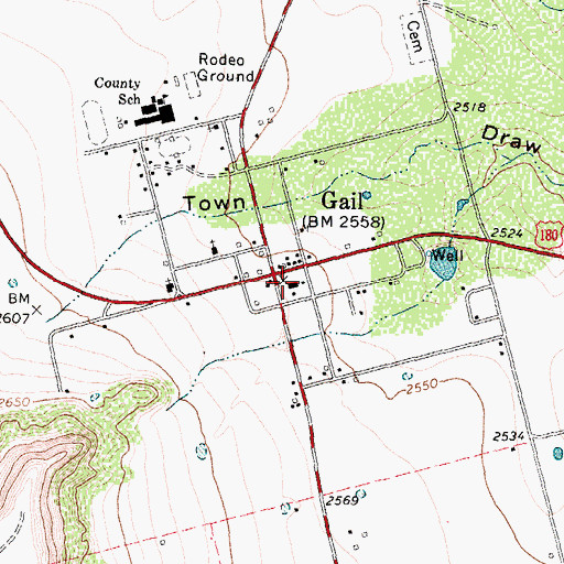 Topographic Map of Borden County Sheriff's Office, TX