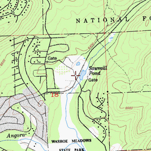 Topographic Map of Sawmill Pond, CA