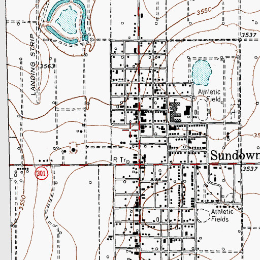 Topographic Map of Sundown Police Department, TX