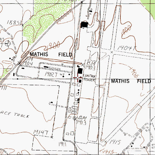 Topographic Map of San Angelo Airport Police, TX