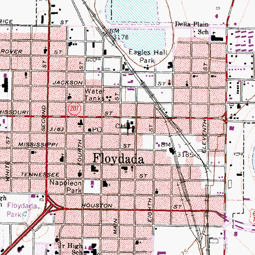 Topographic Map of Floyd County Sheriff's Office, TX
