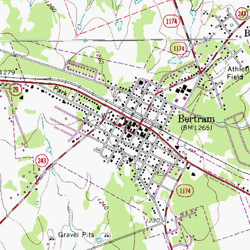 Topographic Map of Bertram Police Department, TX