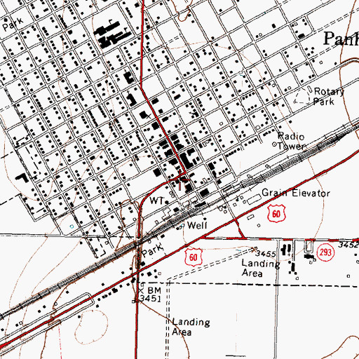 Topographic Map of Panhandle Police Department, TX