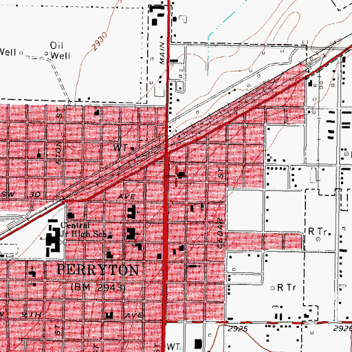 Topographic Map of Perryton Police Department, TX