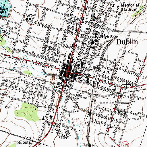 Topographic Map of Dublin Police Department, TX