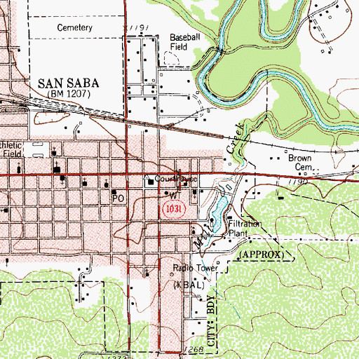 Topographic Map of San Saba County Law Enforcement Center, TX